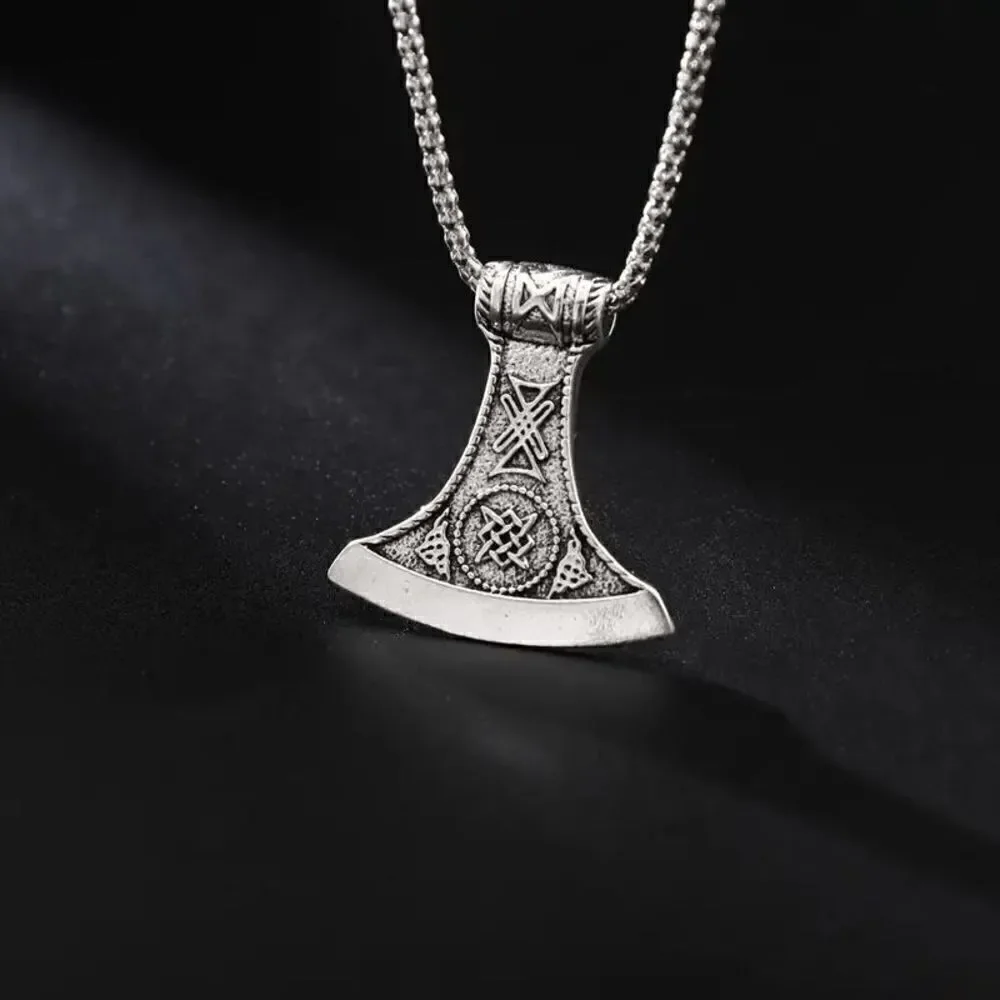 Viking Ax Stainless Steel Pendant Necklace